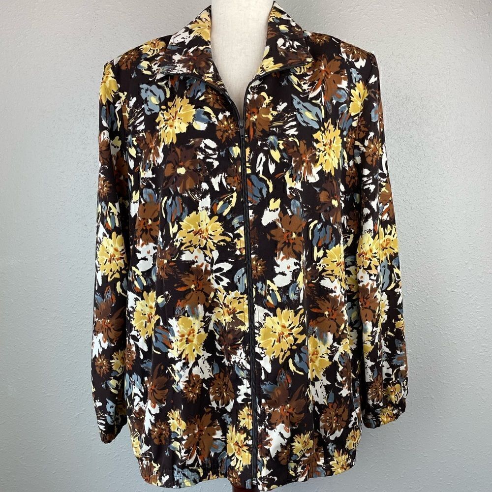 Blair Floral Full Zip Jacket Size L EUC